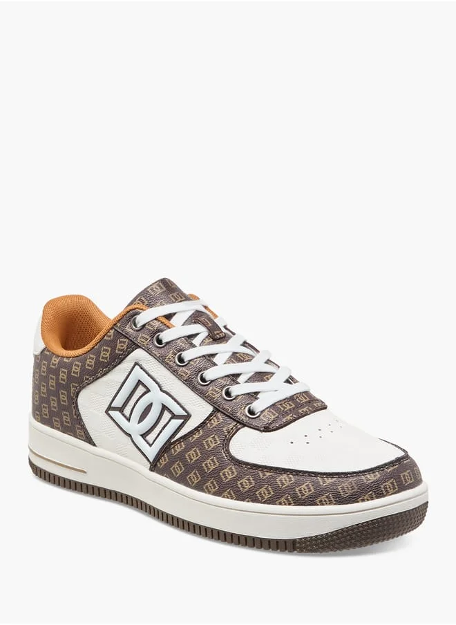 DUCHINI Men's Monogram Print Sneakers with Lace-Up Closure