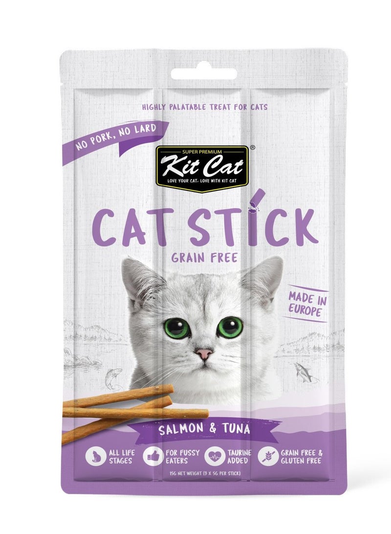 Kit Cat عصا قطط كيت كات خالية من الحبوب بالسلمون والتونة 15غ - Image 1