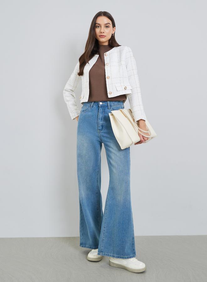 Take Two White Tweed Button Front Jacket - Image 2