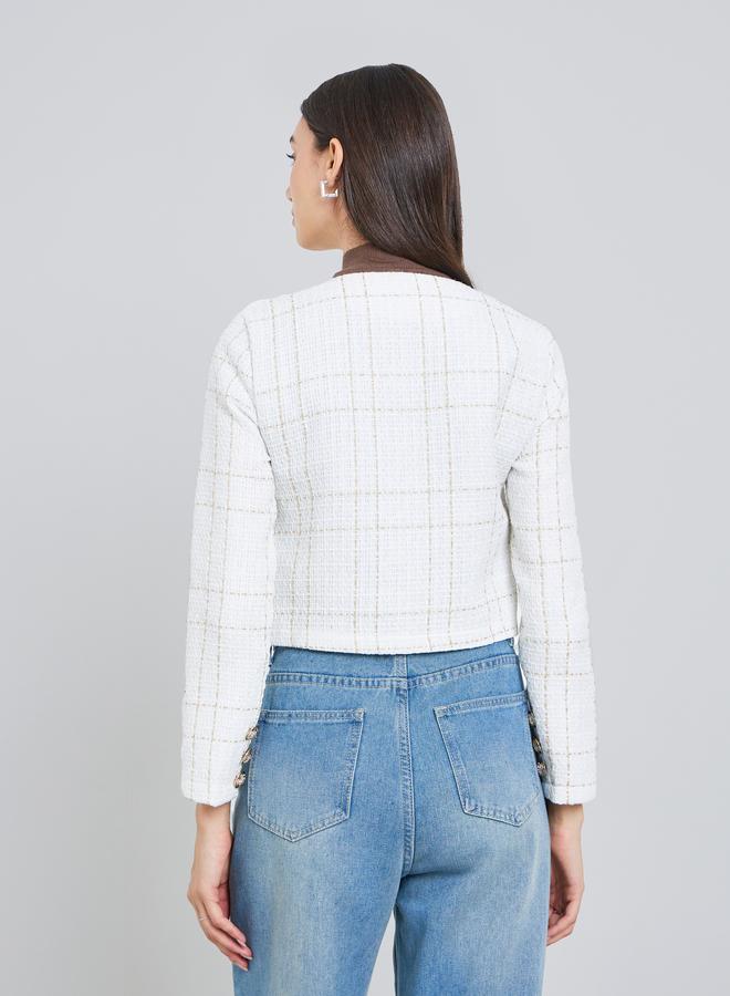 Take Two White Tweed Button Front Jacket - Image 5