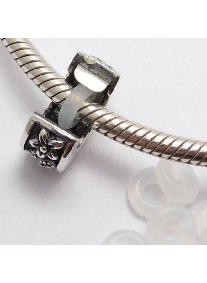 روبيكا مشابك قفل بمشبك خرز مع سدادة سيليكون أورينج تناسب سوار ساحر أوروبي (10 قطع فضية) - Image 3