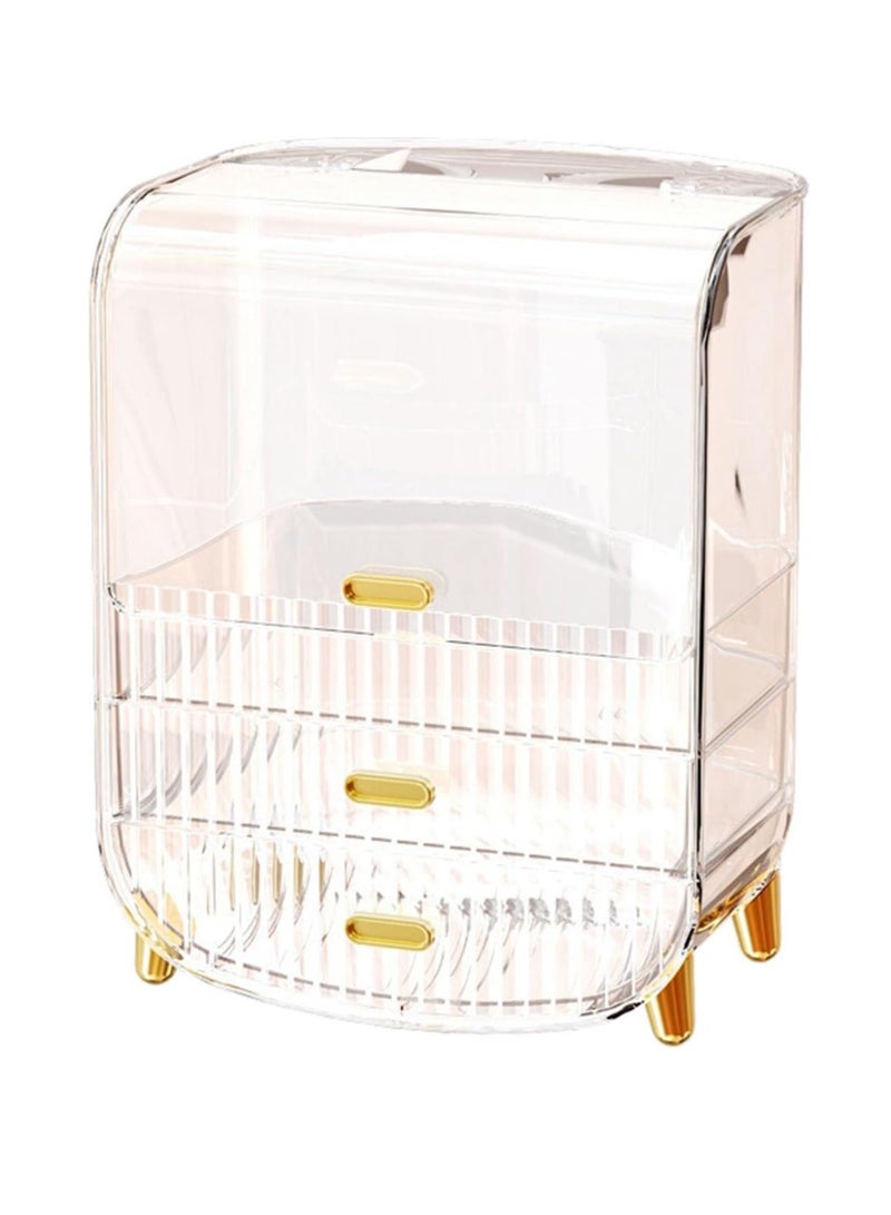 ليدين صندوق منظم تخزين المكياج الحديث رف عرض تخزين مستحضرات التجميل مع درج خزانة عرض مقاومة للماء والغبار وأنيقة مناسبة لكونترتوب الحمام ، وخزانة غرفة النوم - Image 4