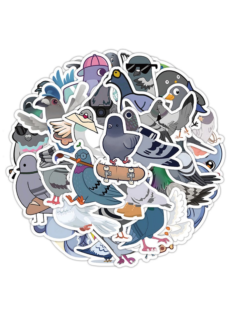 قوس قزح أورينبو 50 قطعة من ملصقات الحمام اللطيفة لسجل القصاصات وملصقات طيور الحمام للأطفال، ملصقات فينيل لزجاجات المياه والسيارة والكمبيوتر المحمول والمجلات والأكواب والأمتعة والهواتف وألواح التزلج - Image 1