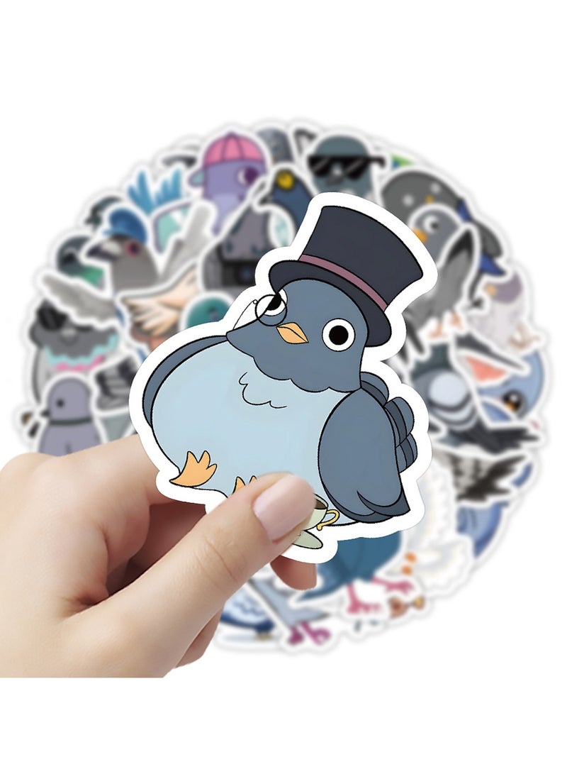 قوس قزح أورينبو 50 قطعة من ملصقات الحمام اللطيفة لسجل القصاصات وملصقات طيور الحمام للأطفال، ملصقات فينيل لزجاجات المياه والسيارة والكمبيوتر المحمول والمجلات والأكواب والأمتعة والهواتف وألواح التزلج - Image 3