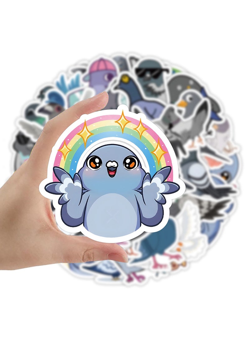 قوس قزح أورينبو 50 قطعة من ملصقات الحمام اللطيفة لسجل القصاصات وملصقات طيور الحمام للأطفال، ملصقات فينيل لزجاجات المياه والسيارة والكمبيوتر المحمول والمجلات والأكواب والأمتعة والهواتف وألواح التزلج - Image 2