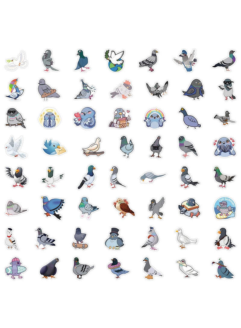 قوس قزح أورينبو 50 قطعة من ملصقات الحمام اللطيفة لسجل القصاصات وملصقات طيور الحمام للأطفال، ملصقات فينيل لزجاجات المياه والسيارة والكمبيوتر المحمول والمجلات والأكواب والأمتعة والهواتف وألواح التزلج - Image 4