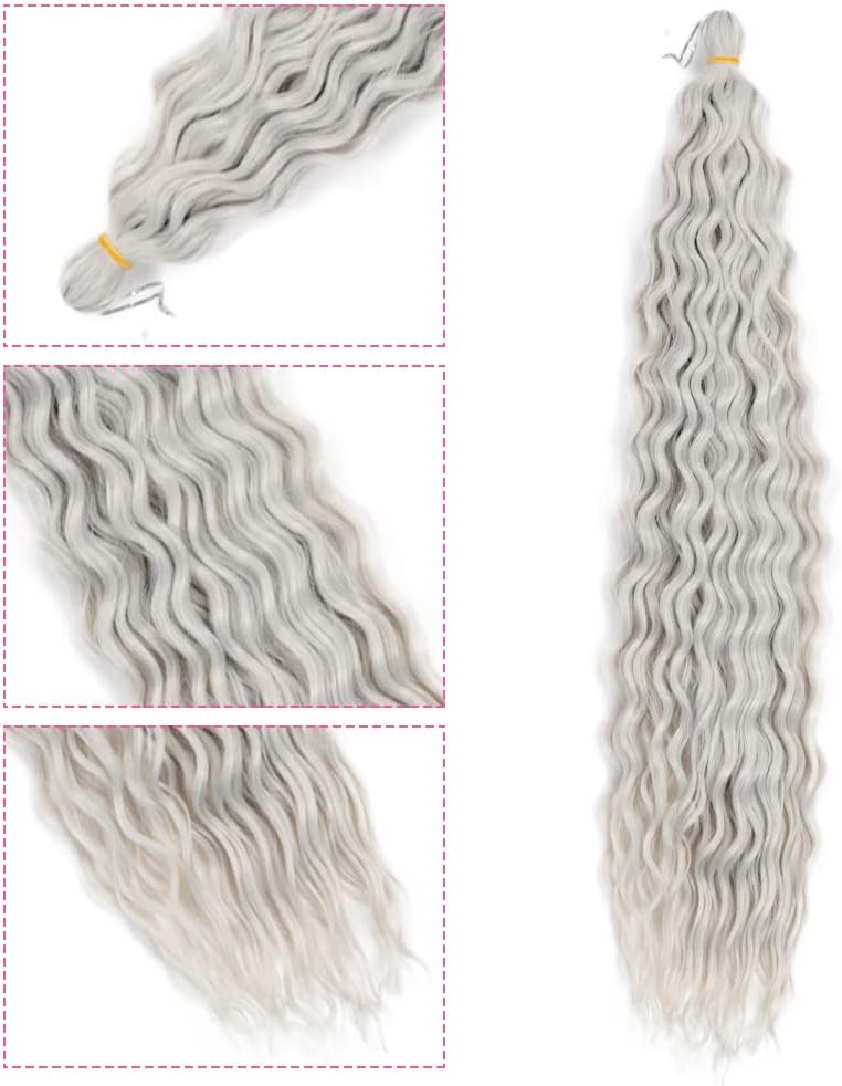 DSOAR 22 Inch 3 Packs Deep Twist Crochet Hair Crochet Braids Bohemian Curly Ocean Wave Hair Bundles Deep Wave Synthetic Hair Extensions for Women Girls - Image 5