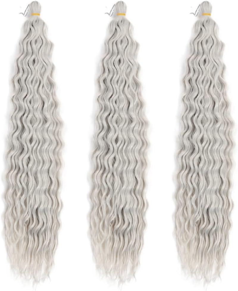 DSOAR 22 Inch 3 Packs Deep Twist Crochet Hair Crochet Braids Bohemian Curly Ocean Wave Hair Bundles Deep Wave Synthetic Hair Extensions for Women Girls - Image 3