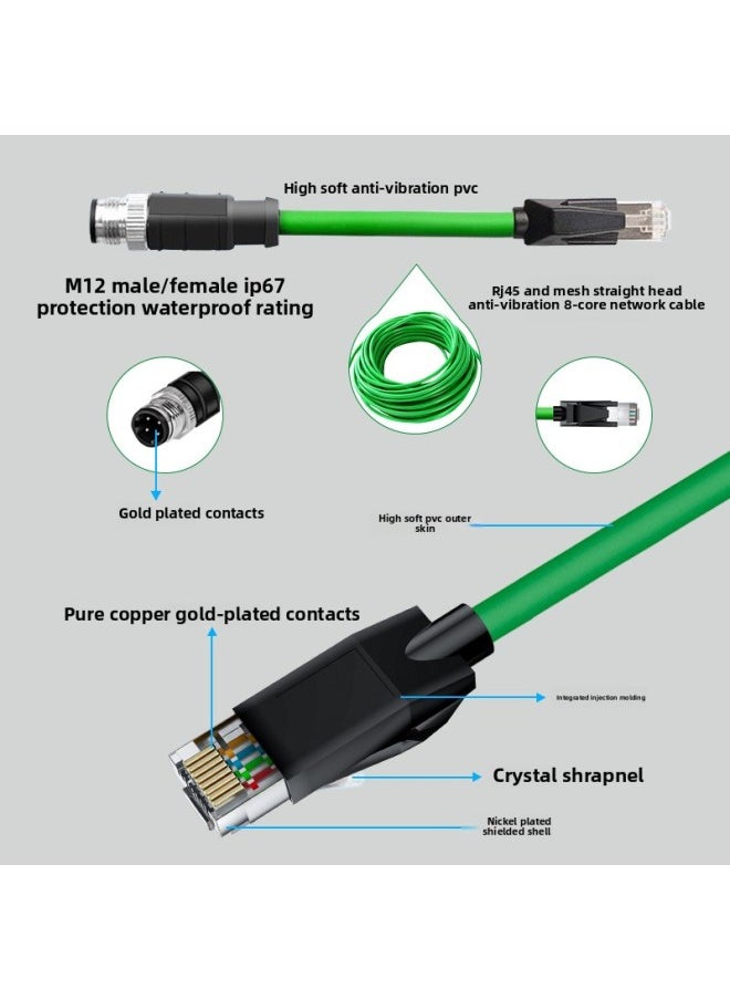 Generic M12 To RJ45 Connector Profinet Industrial Network Cable Bus 4/8 Core Straight ADX Type High Flexibility Double Shield-Color:[straight 4-core D-shaped Male To Male—m12]-Line Length:50 M  - Image 4