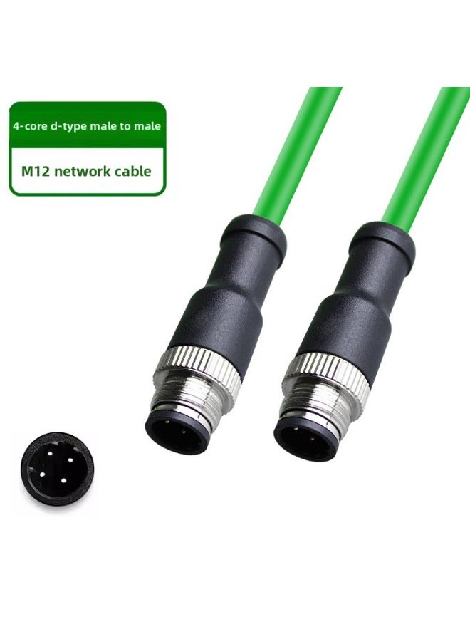 Generic M12 To RJ45 Connector Profinet Industrial Network Cable Bus 4/8 Core Straight ADX Type High Flexibility Double Shield-Color:[straight 4-core D-shaped Male To Male—m12]-Line Length:50 M  - Image 1