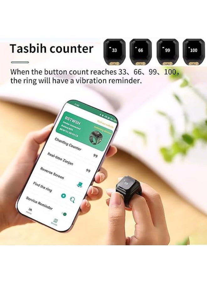 عداد أصابع، خاتم عدّ رقمي بشاشة 0.49 بوصة، يدعم التطبيقات، منبهات للصلاة، عدّ سهل، خفيف الوزن وقابل للحمل. - Image 2