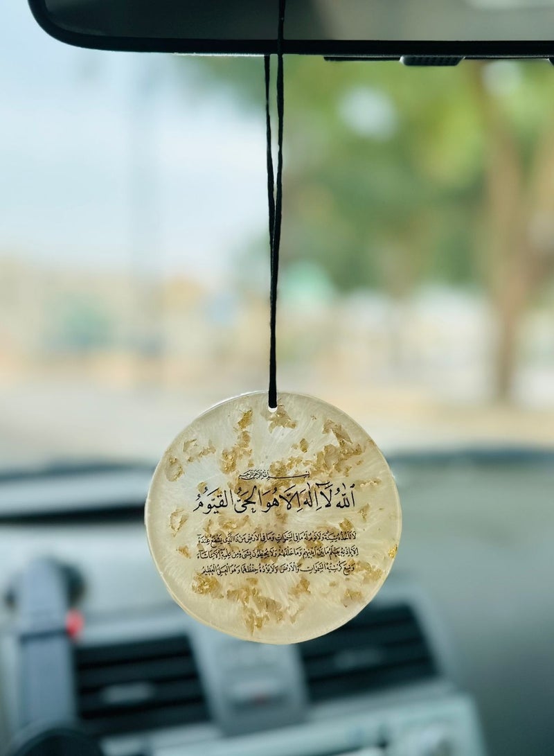 An elegant One-sided Car Pendant Embroidered With Gold Leaf From Luxurious Resin - Image 2