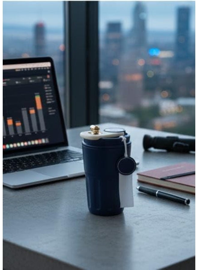 Spaceshoop Coffee Mug to Go Digital Display Thermal Mug Coffee 316 Stainless Steel Travel Insulated Vacuum Thermal Mug Leak Proof Thermal Coffee Mug with Lid for Coffee Blue 500 Milliliters - Image 2