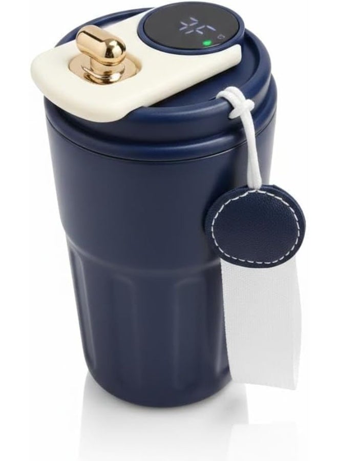 Spaceshoop Coffee Mug to Go Digital Display Thermal Mug Coffee 316 Stainless Steel Travel Insulated Vacuum Thermal Mug Leak Proof Thermal Coffee Mug with Lid for Coffee Blue 500 Milliliters - Image 1