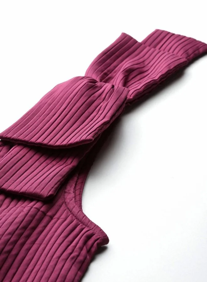 Freehand  Women Fit and Flared Textured V-Neck Sleeveless Shift Dress for Women | Best Price UAE