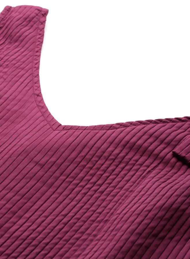 Freehand  Women Fit and Flared Textured V-Neck Sleeveless Shift Dress for Women | Best Price UAE