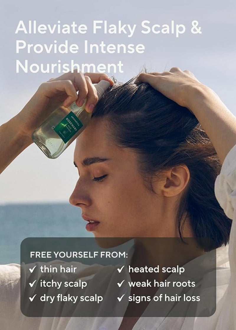 AROMATICA رذاذ ماء إكليل الجبل لتعزيز الجذور من أروما تيكا لنمو الشعر - زيت العناية بالشعر الكوري لتنظيف فروة الرأس - علاج لفروة الرأس المتقشرة والحكة والجافة - خالي من الكبريتات والسيليكون والبارابين (3.38 أونصة)  - Image 3