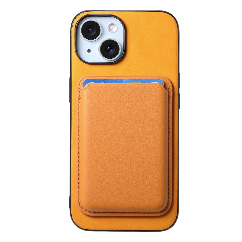 Leather Texture MagSafe Case for iPhone 14 / 14 Plus / 14 Pro / 14 Pro Max with Card Holder and Drop Protection plus Shockproof plus Strong Magnetic plus Scratch Resistant in Yellow - ModaStar - Image 1