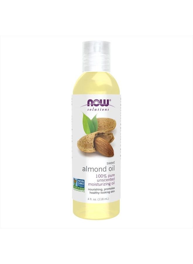 now - Solutions, Sweet Almond Oil, 100% Pure Moisturizing Oil, Promotes Healthy-Looking Skin, Unscented Oil, 4-Ounce - Image 1