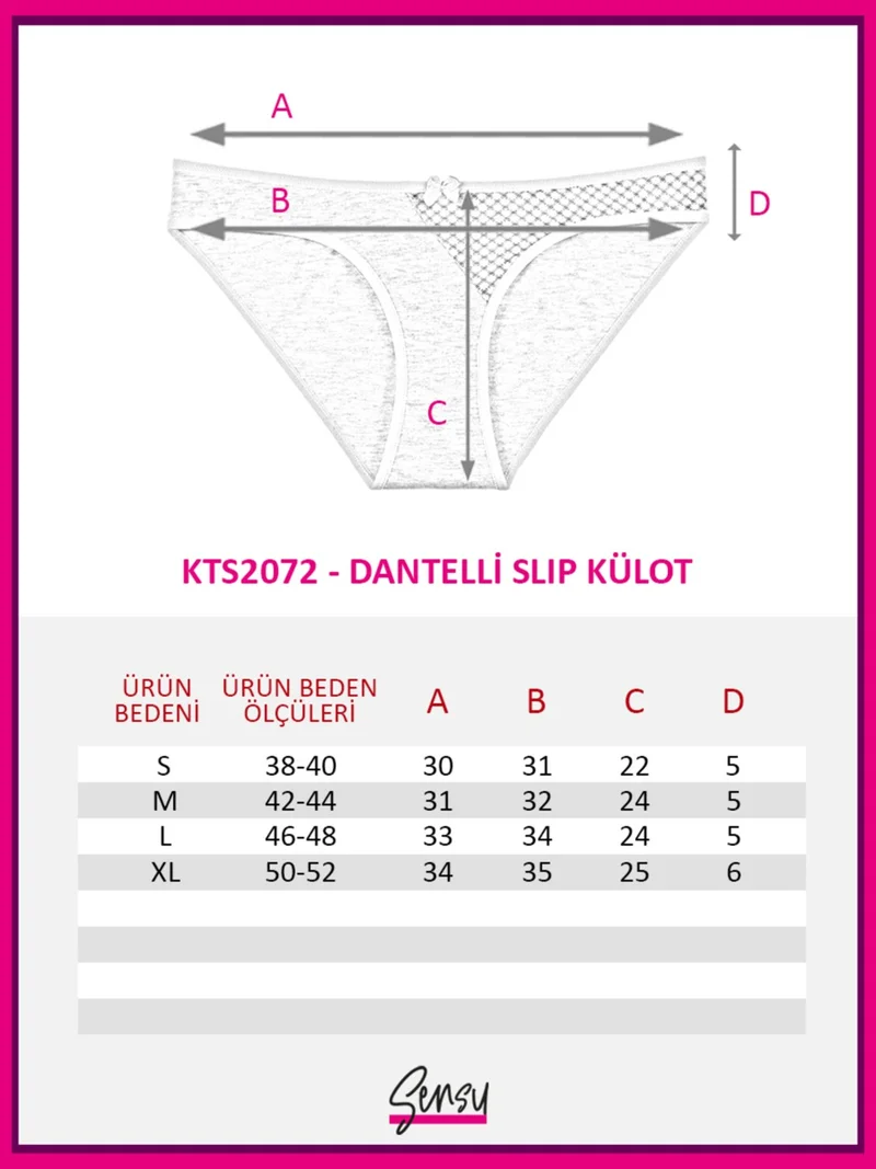 سينسو Women's Cotton Lace Detailed 5-Piece Slip Panties - KTS2072