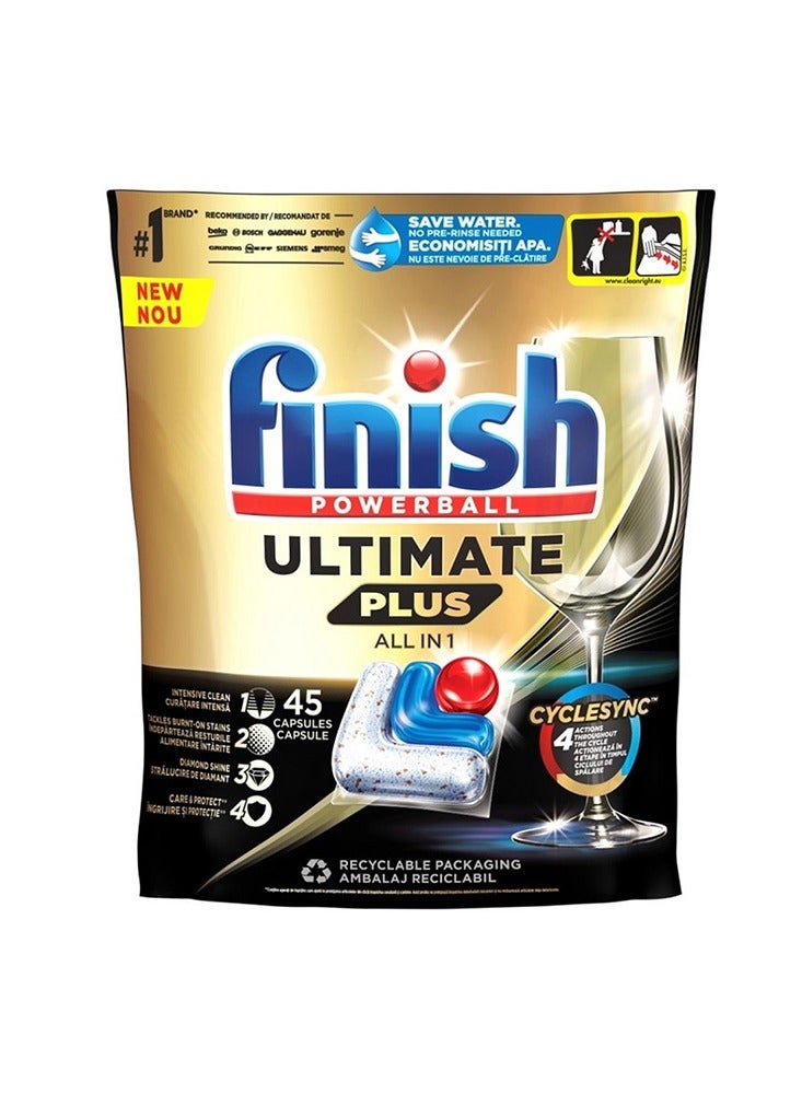 Finish All in 1 Powerball Ultimate Plus Dishwashing 45 Caps 549g - Image 1