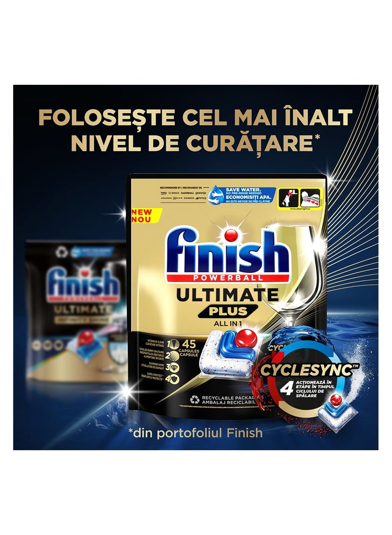 Finish All in 1 Powerball Ultimate Plus Dishwashing 45 Caps 549g - Image 2