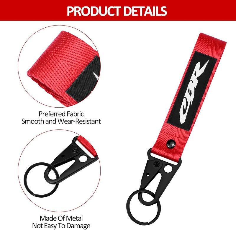 XIDAODIT Universal Motorcycle Nylon Lanyard Keychain for CBR Models - Red - Image 3