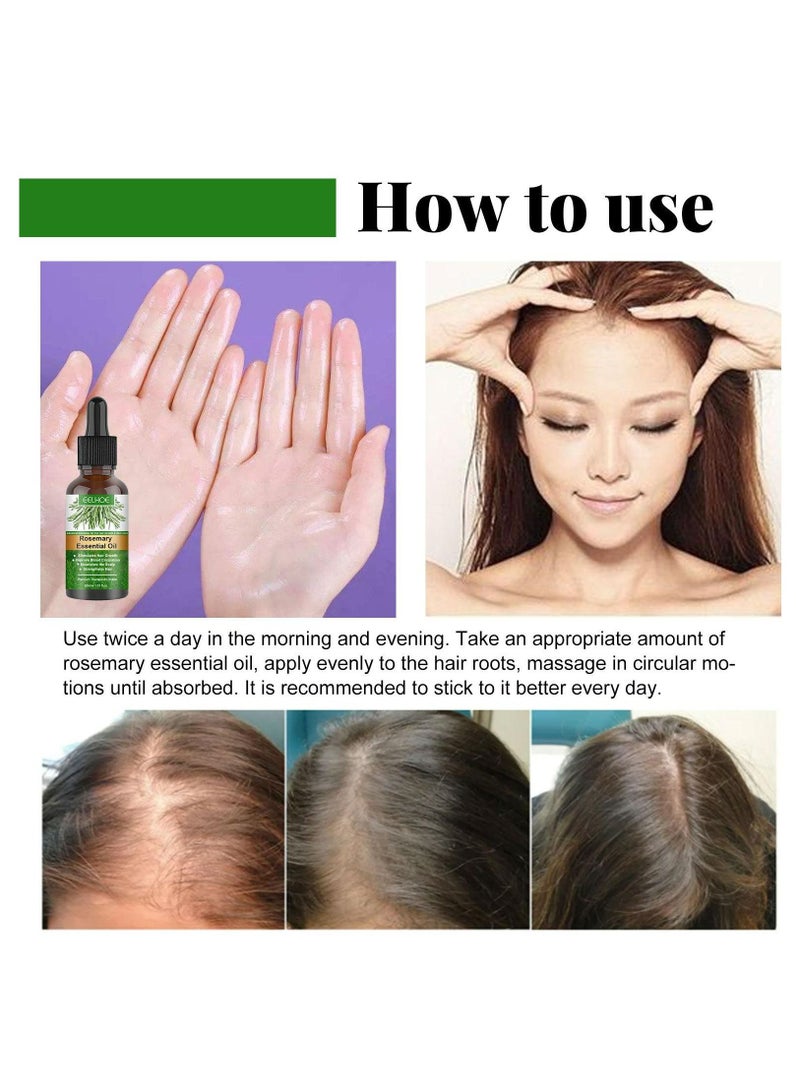 EELHOE 2 Pcs Rosemary Essential Oil for Hair Growth Pure Organic Rosemary Oil for Dry Damaged Hair Scalp Oil Premium Quality Oil Hair Loss  Treatment Oil Hair Growth Serum for Men and Women (30mlx2) - Image 4