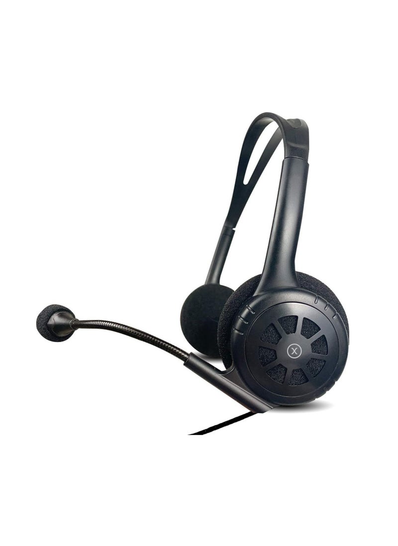 Xcell Xcell HS 300PRO Stereo Wired Headset, Headphones With Noise Cancelling Microphone Usb Jack, Pc/Mac/Laptop/Smartphone/Tablet-Black  - Image 1