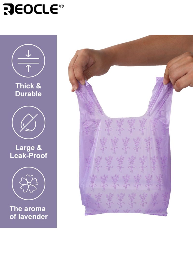 ريوكل 100 قطعة من أكياس حفاضات الأطفال التي تستخدم لمرة واحدة مع علامات ربط سهلة وتصميم برائحة اللافندر وأكياس التخلص من الحفاضات مع خاصية منع التسرب لنفايات الحيوانات الأليفة للأطفال - Image 2