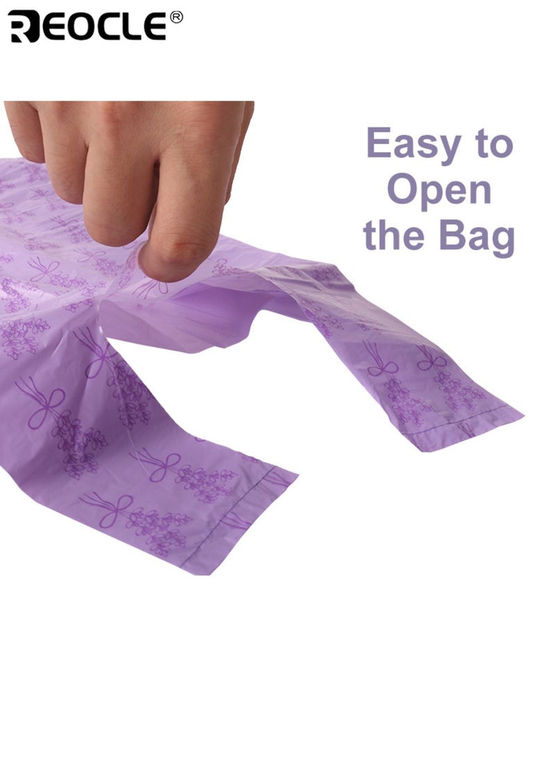 ريوكل 100 قطعة من أكياس حفاضات الأطفال التي تستخدم لمرة واحدة مع علامات ربط سهلة وتصميم برائحة اللافندر وأكياس التخلص من الحفاضات مع خاصية منع التسرب لنفايات الحيوانات الأليفة للأطفال - Image 5