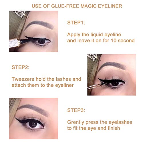 ICORIC Liquid Eyeliner Pen Waterproof, Magic Self-adhesive Long-Lasting Eyelash Glue Pen, Magnetic Eyeliner, No Blooming Quick Drying Magnetic Eye Liner (Gold Black 1 PCS) - Image 5