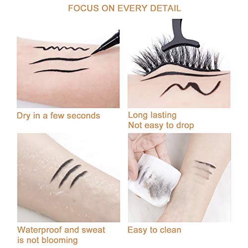 ICORIC Liquid Eyeliner Pen Waterproof, Magic Self-adhesive Long-Lasting Eyelash Glue Pen, Magnetic Eyeliner, No Blooming Quick Drying Magnetic Eye Liner (Gold Black 1 PCS) - Image 3