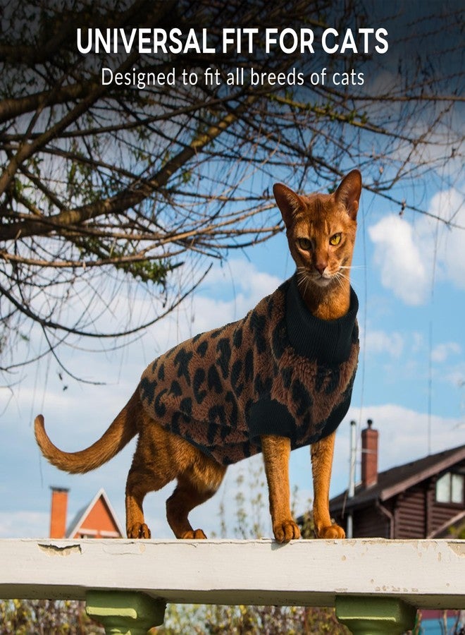 بوماي بوريتي كنزة شتوية دافئة للقطط من بوميبوريتي - نسيج محبوك فائق النعومة والمرونة مع صوف فاخر، تصميم سهل الارتداء مع ياقة وأساور مضلعة، زي قطط مطاطي للاستخدام الداخلي والخارجي، بني، مقاس صغير - Image 5