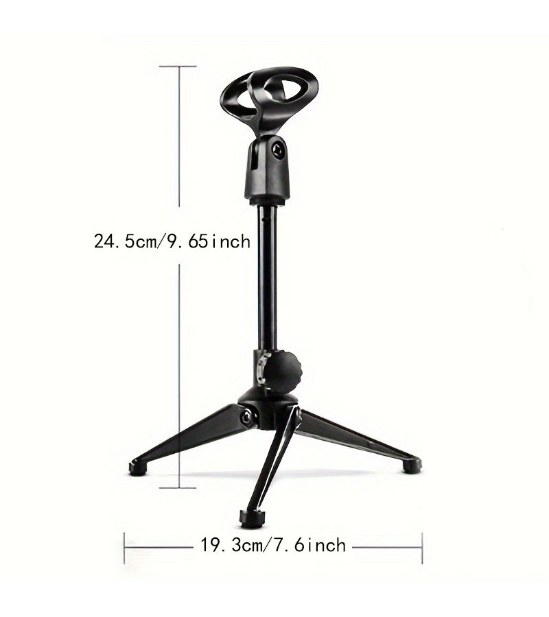 Black Adjustable Microphone Stand Foldable ABS Tripod Desktop Support for Office Recording Studio - Image 5
