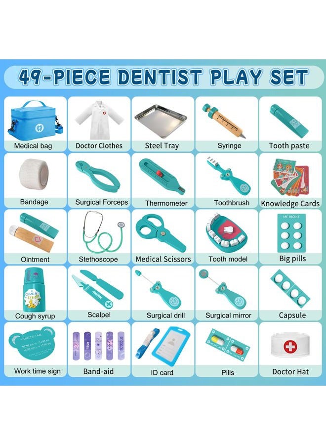 XZZO Doctor Kit for Toddlers 3-5, Wooden Kids Dentist Play Set, Doctor Play Set Pretend Play Toys for Toddlers , Realistic Wooden Medical Kit Role Play Set, Gifts for Boys Girls 3+ Years - Image 4
