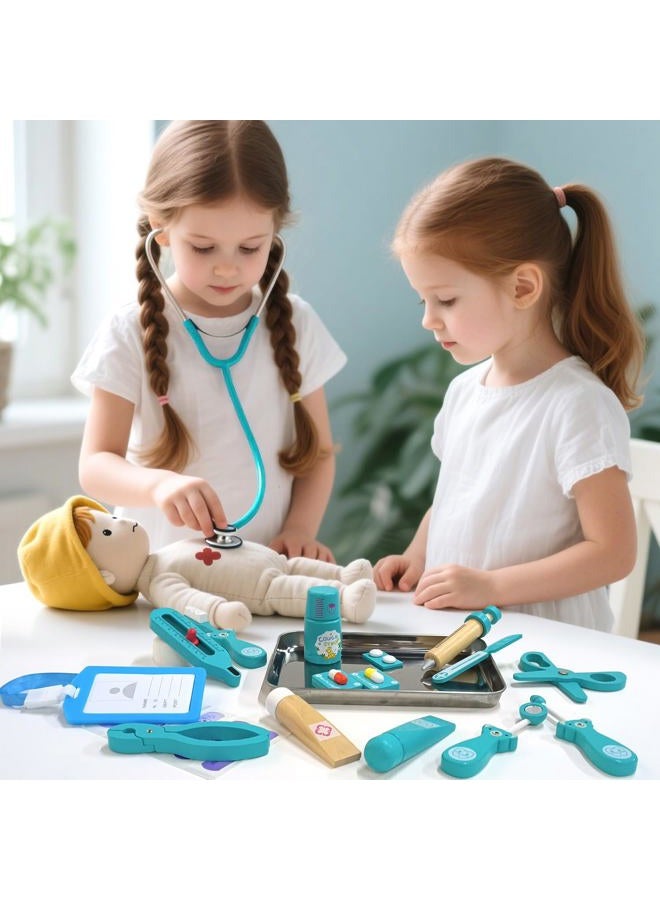 XZZO Doctor Kit for Toddlers 3-5, Wooden Kids Dentist Play Set, Doctor Play Set Pretend Play Toys for Toddlers , Realistic Wooden Medical Kit Role Play Set, Gifts for Boys Girls 3+ Years - Image 2