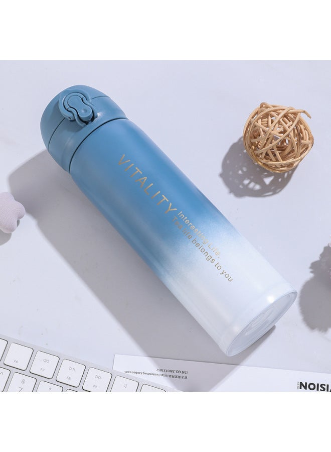 Creative 304 Stainless Steel Vacuum Thermos Cup High Color Value Gradient Bounce Cover Water Cup Portable Car Straight Cup