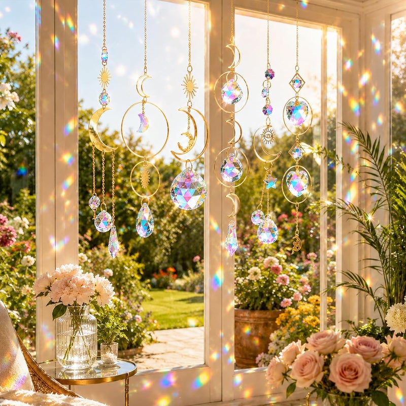 ilclviz Suncatcher Crystal Hanging Sun Catcher Prism with Chain Pendant Ornament Crystal Balls for Window - Image 5