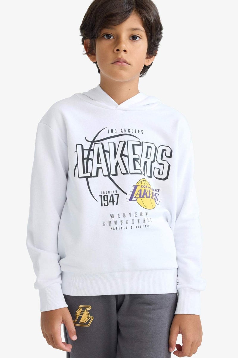 DeFacto Regular Fit NBA Los Angeles Lakers Licensed Hooded Sweatshirt - Image 4