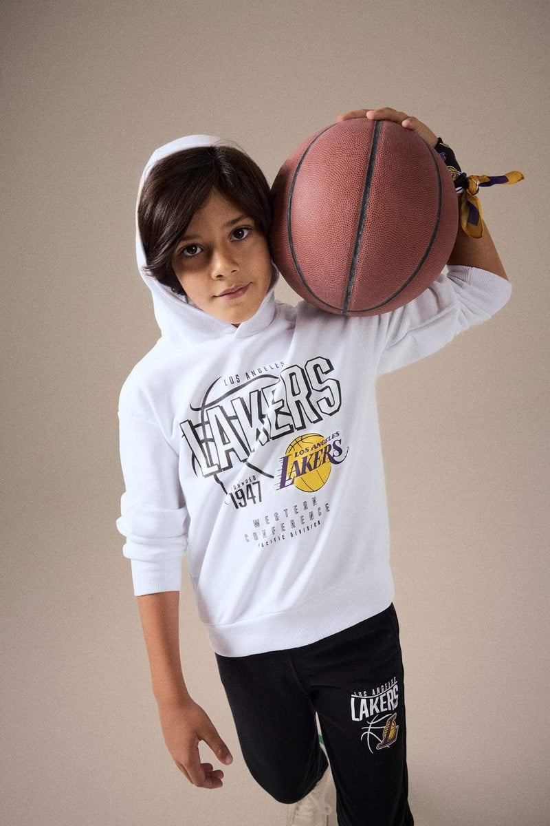 DeFacto Regular Fit NBA Los Angeles Lakers Licensed Hooded Sweatshirt - Image 1