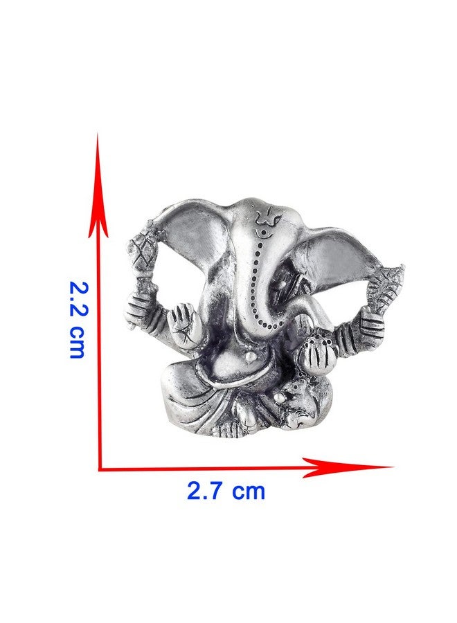 PRD CARATCAFE Silver Ganesha Murti for Car Dashboard, Home & Office Use Made in Pure 925 Solid Chandi Metal Idol of Ganesh Ji with Big Ears. Antique Look Gift for All Occasions & Festivals - Image 4