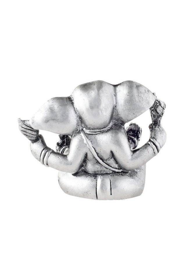 PRD CARATCAFE Silver Ganesha Murti for Car Dashboard, Home & Office Use Made in Pure 925 Solid Chandi Metal Idol of Ganesh Ji with Big Ears. Antique Look Gift for All Occasions & Festivals - Image 3