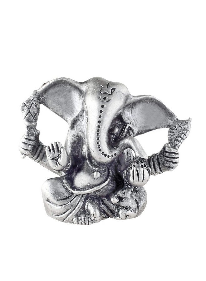 PRD CARATCAFE Silver Ganesha Murti for Car Dashboard, Home & Office Use Made in Pure 925 Solid Chandi Metal Idol of Ganesh Ji with Big Ears. Antique Look Gift for All Occasions & Festivals - Image 1
