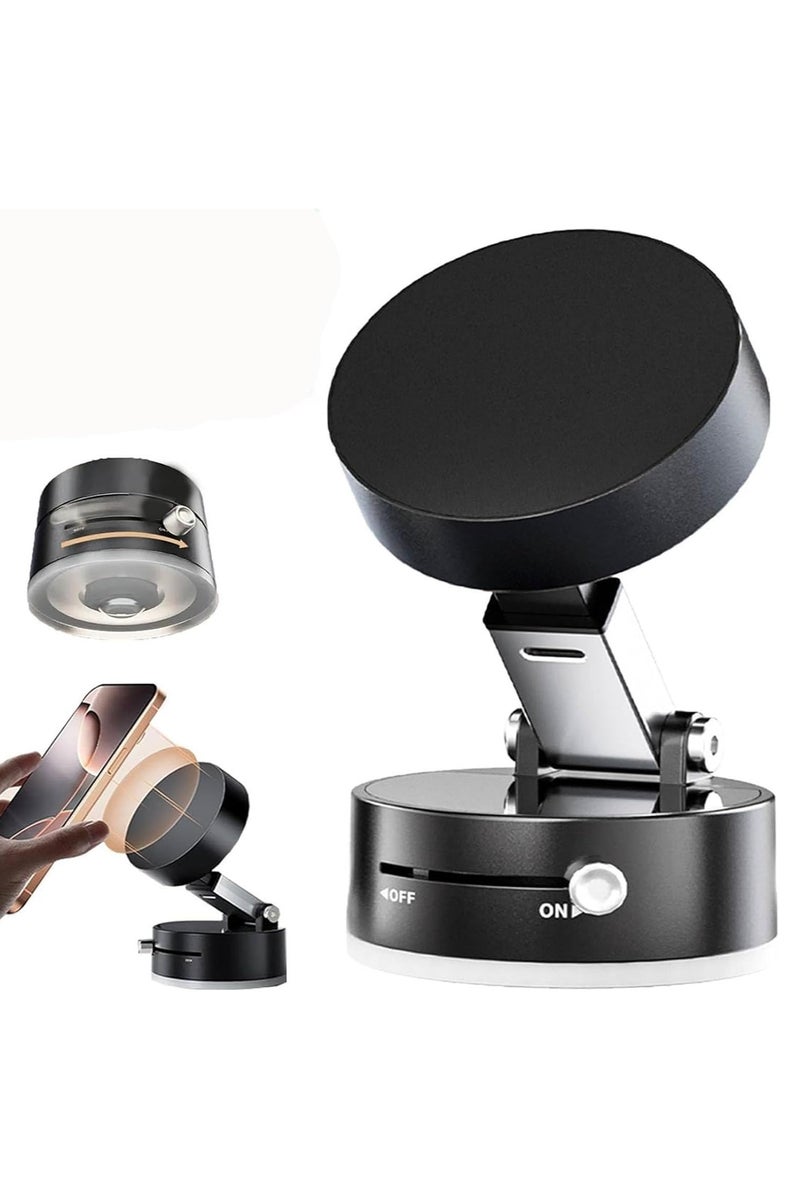 Foldable Magnetic Phone Holder, Vacuum Suction Cup Mount, 360° Rotation and Swivel Stand, Double-Sided Magnetic Design, Adjustable Arm, Strong Suction for Car, Mirror and Gym, Universal Compatibility - Image 1