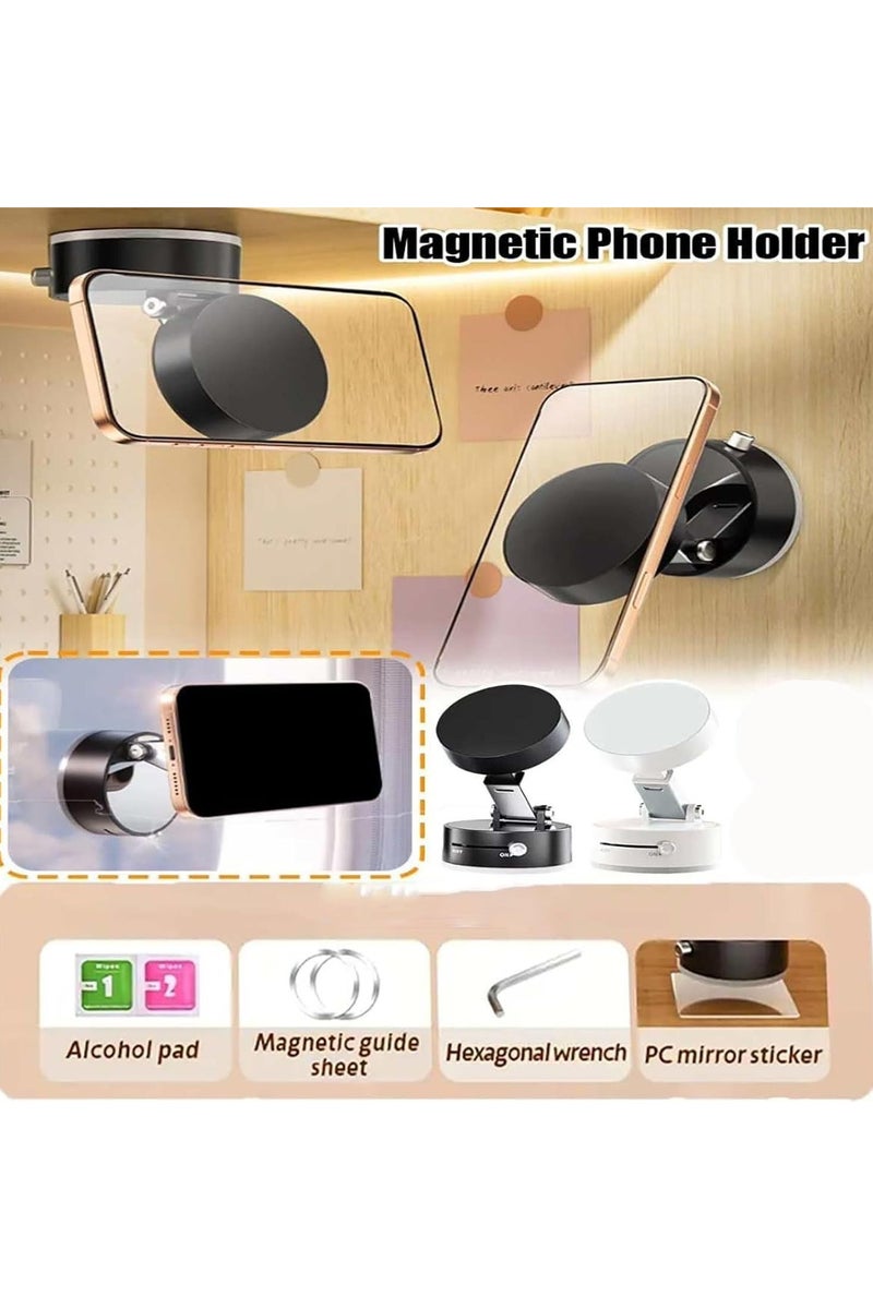 Foldable Magnetic Phone Holder, Vacuum Suction Cup Mount, 360° Rotation and Swivel Stand, Double-Sided Magnetic Design, Adjustable Arm, Strong Suction for Car, Mirror and Gym, Universal Compatibility - Image 3