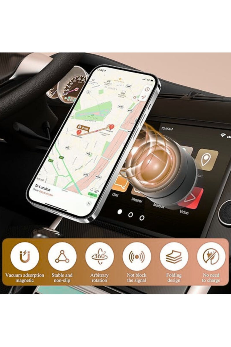 Foldable Magnetic Phone Holder, Vacuum Suction Cup Mount, 360° Rotation and Swivel Stand, Double-Sided Magnetic Design, Adjustable Arm, Strong Suction for Car, Mirror and Gym, Universal Compatibility - Image 2