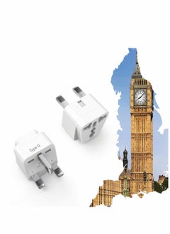 UK Travel Adapter for Type G Plug - 2 Pcs Works with Electrical Outlets in United Kingdom, Hong Kong, Ireland, Great Britain, Scotland, England, London, Dublin, UAE & More