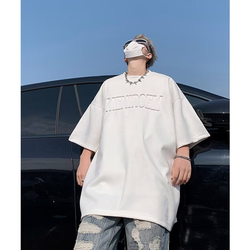 Men's Summer Style Suede Short Sleeve T-Shirt,Youth Loose Heavyweight Half Sleeve,Resistant to Pilling