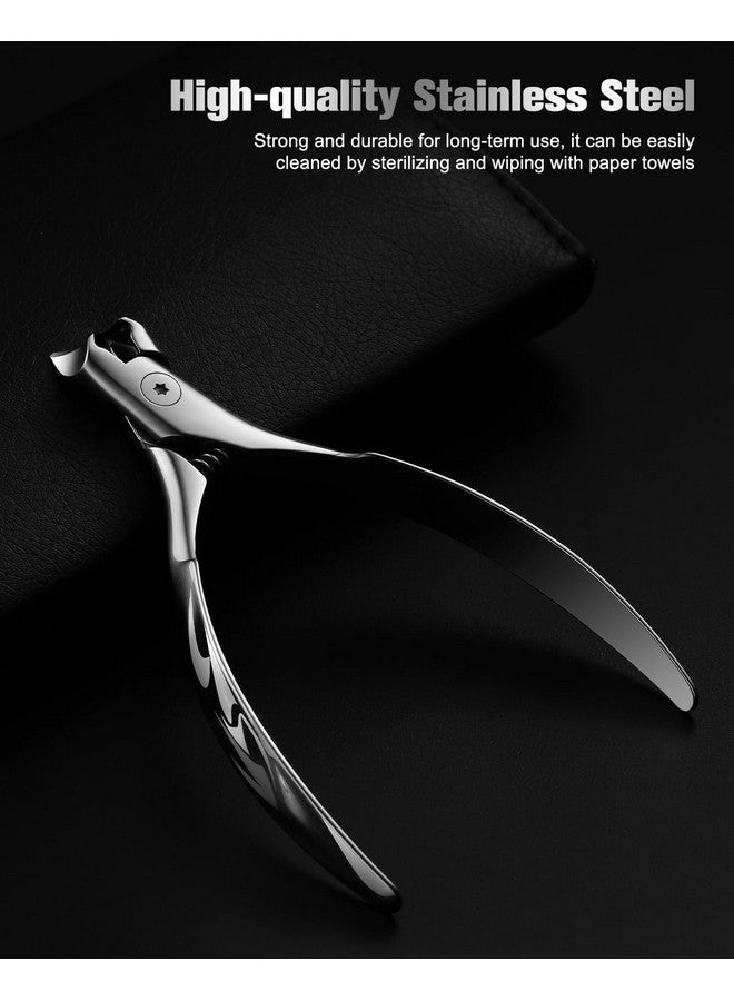 FERYES Wide Jaw Thick Toenail Clippers Thick Toenails - Precision Stainless Steel Toe Nail Clippers For Thick Nails For Seniors With Catcher - Silver - Image 3